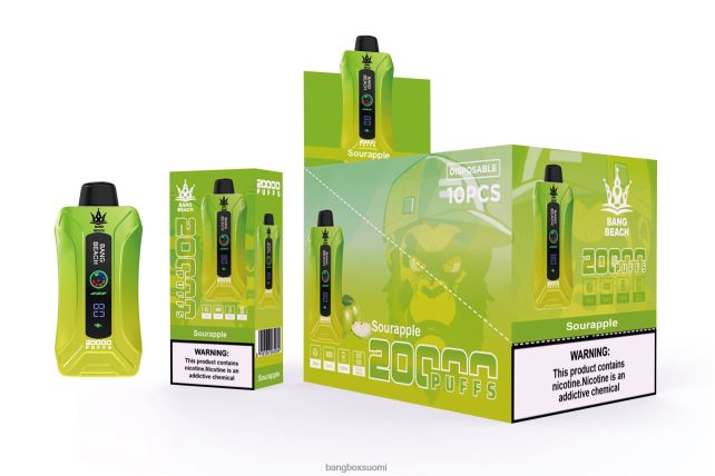Bang Beach 20 000 puhallusta älykkään näytön vape hapan omena - Bang Box Suomi