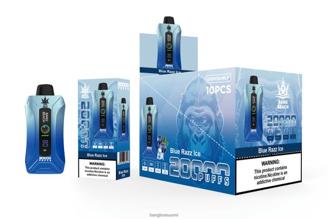 Bang Beach 20 000 puhallusta älykkään näytön vape sininen razz-jää - Bang Box Suomi