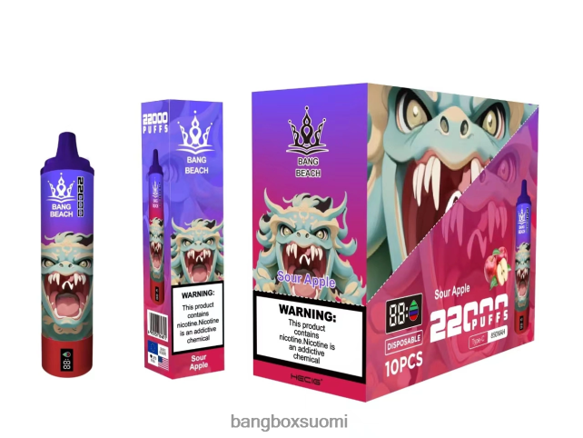 Bang Beach 22000 puhalluksen älynäyttö hapan omena - Bang Box Vape