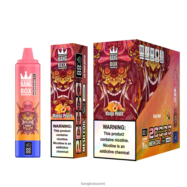 Bang Box 20 000 puhalluksen älynäyttö mango persikka - Bang Box Vape