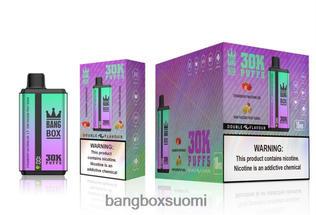 Bang Box 30 000 tuulahdusta kaksinkertaista makua mansikka vesimeloni & kiivi passionhedelmä guava - Bang Box Hinta