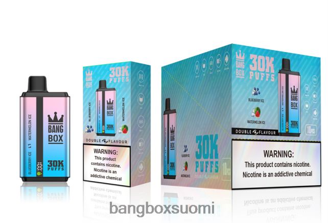 Bang Box 30 000 tuulahdusta kaksinkertaista makua mustikkajää ja vesimelonijää - Bang Box Suomi