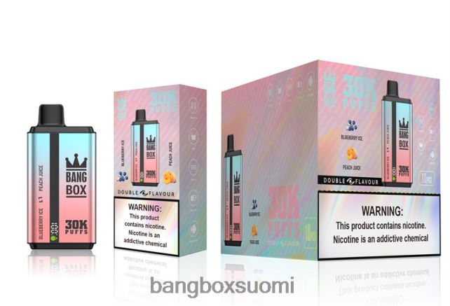 Bang Box 30 000 tuulahdusta kaksinkertaista makua mustikkajäätelö & persikkamehu - Bang Box Vape